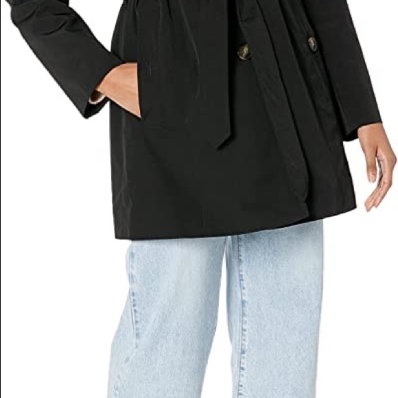 S NEW LONDON FOG WOMENS COAT JACKET WINTER FALL SMALL BLACK BELTED LONG SOFT-SHE - Picture 7 of 9